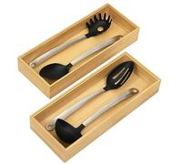 Winter Shore Rangement Couvert en Bambou,15,5 x 6,5 x 38,5 cm (Lot de 2) | Range Couvert Tiroir Empilable pour Cuisine & Garde-Manger, Boite Rangement Bambou pour Ustensiles de Cuisine & Couverts