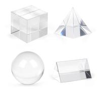 Winter Shore Set en Cristal 4 Pièces - Boule Cristal Photographie, Cube, Pyramide, Prisme Optique Triangulaire en Verre Optique K9 - pour Enseigner, Jouer, Décorer & Prendre des Photos