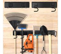 Winter Shore Support Mural avec Crochets - Range Outils de Jardin - Porte Balai avec 2 Barres, 4 Crochets Jumeaux & 2 en S & Matériel d'Installation - 80 x 10 cm, Charge de 130 kg