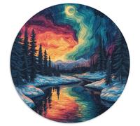 Winter Snow Scene 1000 Pieces Puzzles Ronds Puzzle Cadeaux Jeu D'Intelligence Puzzle De Qualité Supérieure