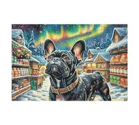 Winter Snow Scene Cute Black Chien 1000 Pièces Puzzle Expert Confirmé en Carton Anti-Déchirure Très Difficile Haute Difficulté Motif Complexe Idée Cadeau Anniversaire Premium 1000 PCS/75x50cm