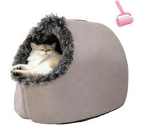 Winter Soft Cozy Portable Cat Sleeping Cave Beds,Warm Thickened Pet House with Anti-Slip Bottom,Plush Small Medium Cats Sleep Bed with Removable Washable Cushion (Grey, 50*40*38cm/17.7*15.7*13in)