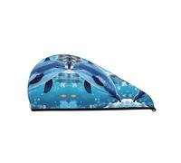 Winter the Dolphin Bonnet pour cheveux secs en velours corail - Turban à séchage rapide pour la maison et les voyages - Parfait pour les fêtes à la piscine, la plage, le bain