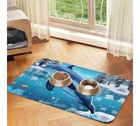 Winter The Dolphin Pet Nappe absorbante en cuir pour gamelle pour chien ou chat