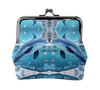 Winter The Dolphin Petit porte-monnaie rectangulaire pour femme avec serrure à baiser, format de poche, mini porte-monnaie pour femme