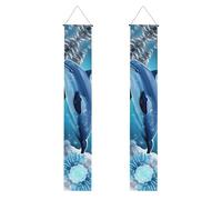 Winter the Dolphin Print Welcome Banner Vertical Flags Party Porche Sign for Indoor Outdoor Decor 180 x 30 In