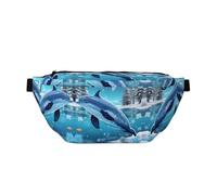 Winter The Dolphin Sac banane de course à pied sans rebond pour la salle de sport, sac banane étanche avec sangle réglable