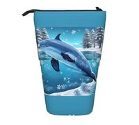 Winter The Dolphin Trousse à crayons extensible en tissu Oxford multi-design réglable en hauteur