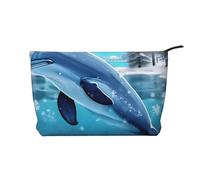 Winter The Dolphin Trousse de maquillage en velours côtelé avec fermeture éclair pour voyage, articles de toilette et utilisation quotidienne