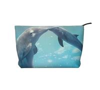 Winter The Dolphin Trousse de maquillage multifonction en velours côtelé avec fermeture éclair 22 x 7 x 17 cm pour voyage, camping, vacances, fitness, Noir , Taille unique