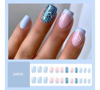 Winter Theme With Snowflake Designs Durability Fake Nails For Festive Occasions Easy Application Christmas Snowflake Press On Nail