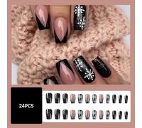 Winter Theme With Snowflake Designs Durability Fake Nails For Festive Occasions Easy Application Christmas Snowflake Press On Nail