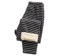 Winter Thermal Pants Kids Girls Boys Fleece Lined Leggings Toddler Warm Thick Tights | Striped Full Length Base Layer (Black, 1-2 Years) p67n