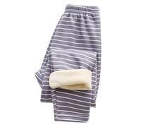 Winter Thermal Pants Kids Girls Boys Fleece Lined Leggings Toddler Warm Thick Tights | Striped Full Length Base Layer (Blue, 10-11 Years) p80n