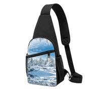 Winter Trees Sac à bandoulière décontracté en polyester durable avec plusieurs poches et porte-clés, sangle réglable pour homme et femme