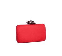 Winter Velvet Clutch Bag Diamond Flower Lock Elegant Evening Designer Purse Wedding Chain(Red)