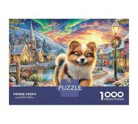 Winter Village Pup Puzzle 1000 PiècesXmas Corgi Adulte Carton sans Odeur pour Experts sans Reflets Anti-Stress Livraison Rapide avec Affiche Guide 70x50cm/1000pcs