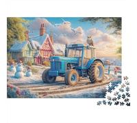 Winter Village Scene Puzzles À Assembler 1000 Pièces Matériau Recy arm Landscape Puzzles pour Les Personnes Âgées Soulager La Démence Sénile Fun Jeu De Famille Activity Home 52x38cm/1000pcs