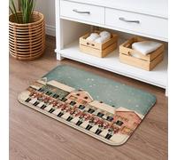 Winter Village Tapis de bain à séchage rapide, style vintage ville enneigée, absorbant, antidérapant, lavable en flanelle pour salle de bain, toilettes, toilettes, décoration 50,8 x 81,3 cm