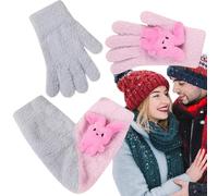 Winter Warm Gloves, Touch Screen Gloves, Couples Love Gloves, Cold Weather Gloves, Funny Couples Gloves, Touch Screen Winter Gloves Touch Screen Funny Couples Gloves for Winter, Rose + gris,