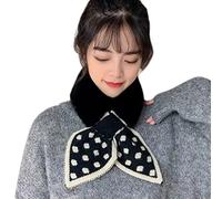 Winter Warm Scarf Faux Rabbit Fur Wool Collar Autumn Winter Geometry Print Fashion Crochet Knitted Wool Collar for Women