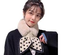 Winter Warm Scarf Faux Rabbit Fur Wool Collar Autumn Winter Geometry Print Fashion Crochet Knitted Wool Collar for Women