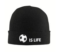 Winter Warmth,Football is Life Warm Knitted Cap Hip Hop Bonnet Hat Autumn Winter Outdoor Beanies Hats for Men Women Adult