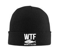 Winter Warmth,WTF Where's The Fish Beanie Cap Unisex Winter Warm Bonnet Homme Knitted Hat Funny Fishing Skullies Beanies Hats for Men