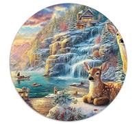 Winter Wonderland 1000 Pièces Puzzle Circulaire Puzzle Adulte pour Enfants Puzzle Rond Créatif Difficile Impossiblepour Adultes Décoration pour Enfants Cadeau 1000pcs (67.5x67.5cm)