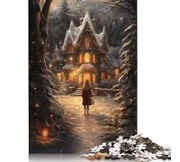 Winter Wonderland Cottage Puzzles 1000 Pieces Cadeau Unique Jeu Éducatif Défi Jouet À De Qualité Supérieure Peinture Art pour Adultes Et Enfants 1000pcs (75x50cm)