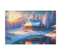 Winter Wonderland Cottage Puzzles pour Adultes Jeux Relaxants Défi Difficile Cadeaux De Noël Et d'anniversaire 75x50cm/1000pcs