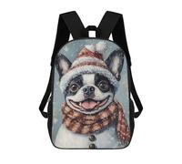 Winter Wonderland Dog Art Print Sacs À Dos Imprimés En 3D Pour Enfants 17inch Sacs À Dos Tendance Et Décontractés Pour La Journée, Sacs De Voyage, Sacs À Dos D'extérieur Pour Garçons Et Filles