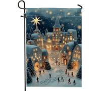 Winter Wonderland - Drapeau de jardin - Scène de Noël bleue - Décoration de pelouse extérieure - Bannière en tissu double face pour décoration festive de la maison - 30,5 x 45,7 cm