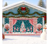 Winter Wonderland Housse de porte de garage Motif ballet pêche Casse-noisette Grande décoration de porte de garage pour l'intérieur et l'extérieur Décoration de fond de fête de Noël 397 x 180 cm