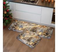 Winter Wonderland - Lot de 2 tapis de cuisine confortables pour sol, scène enneigée, confortable, lavable, antidérapant pour cuisine, évier, buanderie, salle de bain