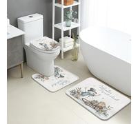 Winter Wonderland - Lot de 3 tapis de salle de bain - Motif bonhomme de neige et traîneau - Tapis de toilette absorbant, antidérapant, lavable en forme de U - Flanelle confortable, à séchage rapide