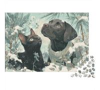 Winter Wonderland Pets Puzzle 1000 Pieces Cadeau Unique Jeu Éducatif Challenge Toy À De Qualité Supérieure Peinture Art pour Adultes Et Enfants À Partir De 12 Ans 52x38cm/1000pcs