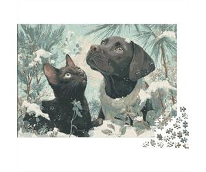 Winter Wonderland Pets Puzzle 1000 Pièces Educa Jouet en Bois Cadeau Unique Décoration Intérieure Jeu Éducatif Challenge Toy Adultes & Enfants des 14 Ans 70x50cm/1000pcs