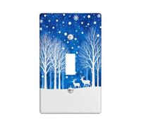 Winter Wonderland Plaque de protection pour interrupteur Motif forêt enneigée bleue pour décoration d'intérieur, plaques murales thermoplastique, taille standard