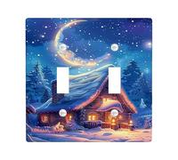 Winter Wonderland - Plaques murales en thermoplastique pour interrupteur - Scène confortable de cabine en bleu, plaques murales en thermoplastique - Double bascule de taille standard