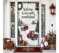 Winter Wonderland Welcome Sign Housse de porte de camion vintage 91,4 x