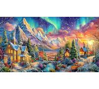 Winter-Wonderland-with-Aurore boréale Puzzle 1000 Pièces pour Adultes - en Carton Recyclé - Décoration 75x50cm/1000pcs