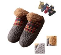 Winter Wool Socks,Fuzzy Non-Slip Floor Sock,Warm Thick Fleece Cold-Proof Sock for Indoor for Men and Women (Gray, Adult, Adulte, Homme, Grand, Alpha/lettres, Système Taille Chaussures EU, Moyen)