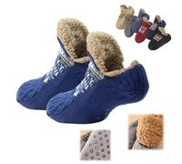 Winter Wool Socks,Fuzzy Non-Slip Floor Sock,Warm Thick Fleece Cold-Proof Sock for Indoor for Men and Women (Blue, Adult, Adulte, Homme, Grand, Alpha/lettres, Système Taille Chaussures EU, Moyen)