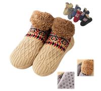 Winter Wool Socks,Fuzzy Non-Slip Floor Sock,Warm Thick Fleece Cold-Proof Sock for Indoor for Men and Women (Khaki, Adult, Adulte, Homme, Grand, Alpha/lettres, Système Taille Chaussures EU, Moyen)