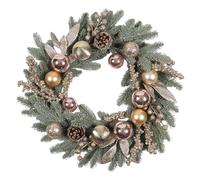 Winter Wreath | 20 inch Christmas Door Wreaths with Red Berries Pine Cones | Artificial Ornament for Holiday Indoor Window Fireplace Mantle Porch Outdoor Doors Table Party Wedding