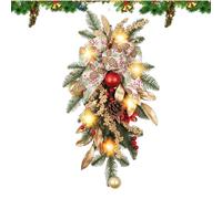 Winter Wreaths for Front Door,22 inch Artificial Home Decor with Bow and Pine Cone - Christmas Front Door Wreath - Indoor Holiday Birthday Party Decor Offices Room Apartment Vacation