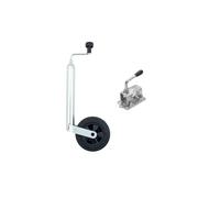 WINTERHOFF Roue Jockey avec Collier en Fonte ST48-200V 48 mm 150 kg | Acier galvanisé et fonte robuste. Idéal pour stabiliser et manœuvrer votre remorque, caravane ou porte-bateau à l'arrêt.