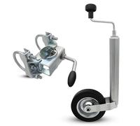 Winterhoff Support de roue jockey pour timon de traction 70 mm rond Collier de serrage 48 mm Remorque avec roue jockey (support + roue jocke)