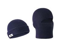 Wintermütze Einzelne Mütze mit Zwei Tragweisen für Männer & Frauen - Doppelgebrauch Strickmütze Warm Große Kopfform Casual Vielseitig Kombinierbar Wollmütze, 01 Bleu marine, Taille unique